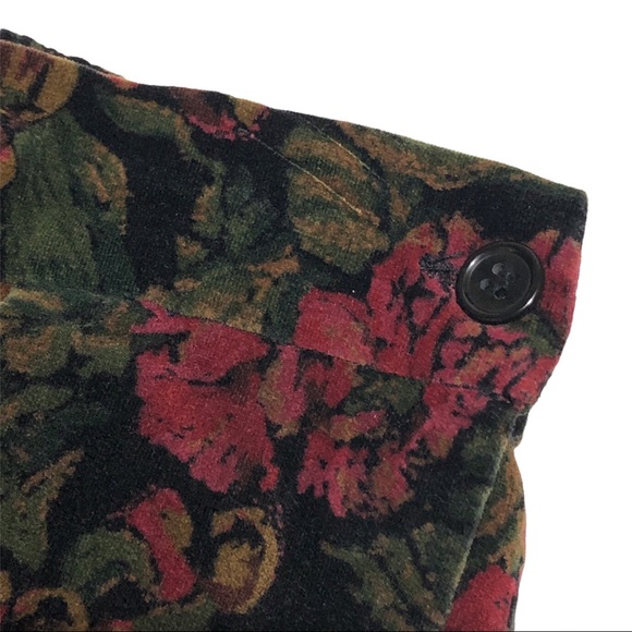 Vintage Bryn Connelly Velvet Rose Print Midi Skirt - Picture 5 of 11